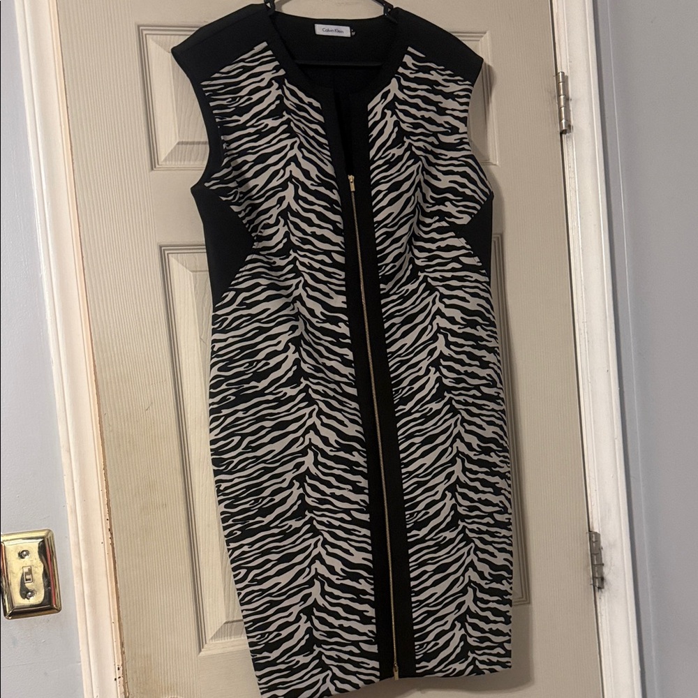 Calvin Klein Black and White Zebra Mini Dress